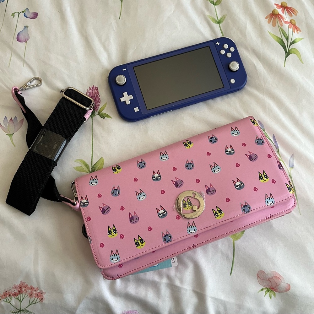 Animal Crossing New Horizons Pink Cat Patterned Crossbody Purse